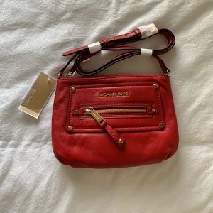 MICHAEL KORS Red Leather Flat Crossbody (NWT)
